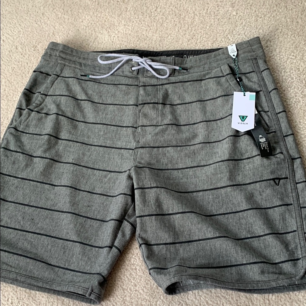 Vissla Men's Gray Striped Swim Shorts